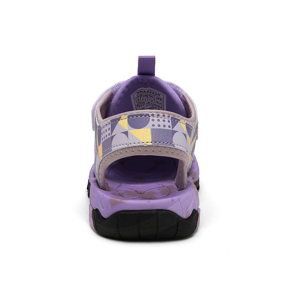 Kids Closed Toe Lightweight Athletic Sandals - PURPLE WHITE GREEN - 4